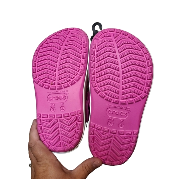 NWT Crocs Girl's Crocband Platform Clogs Size 2 Barbie Pink White - Picture 7 of 7